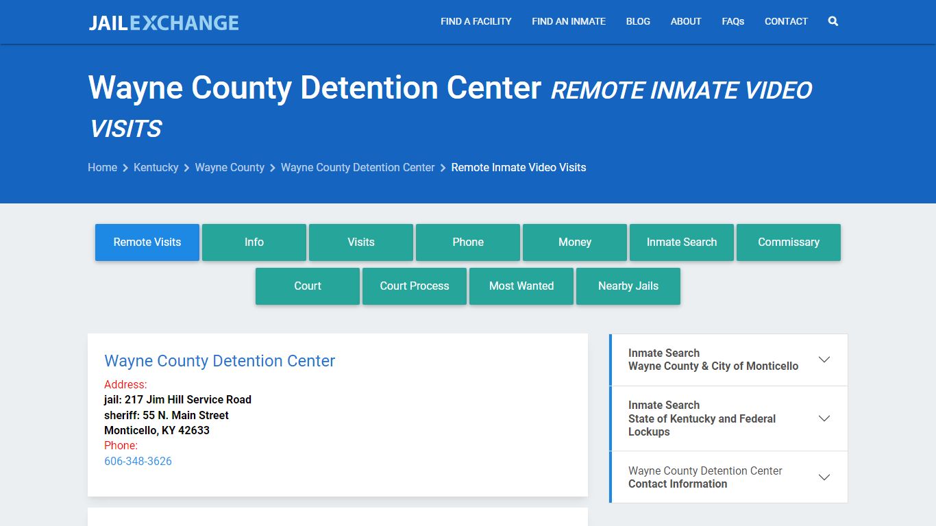 Video Visitation - Wayne County Detention Center, KY - Jail Exchange
